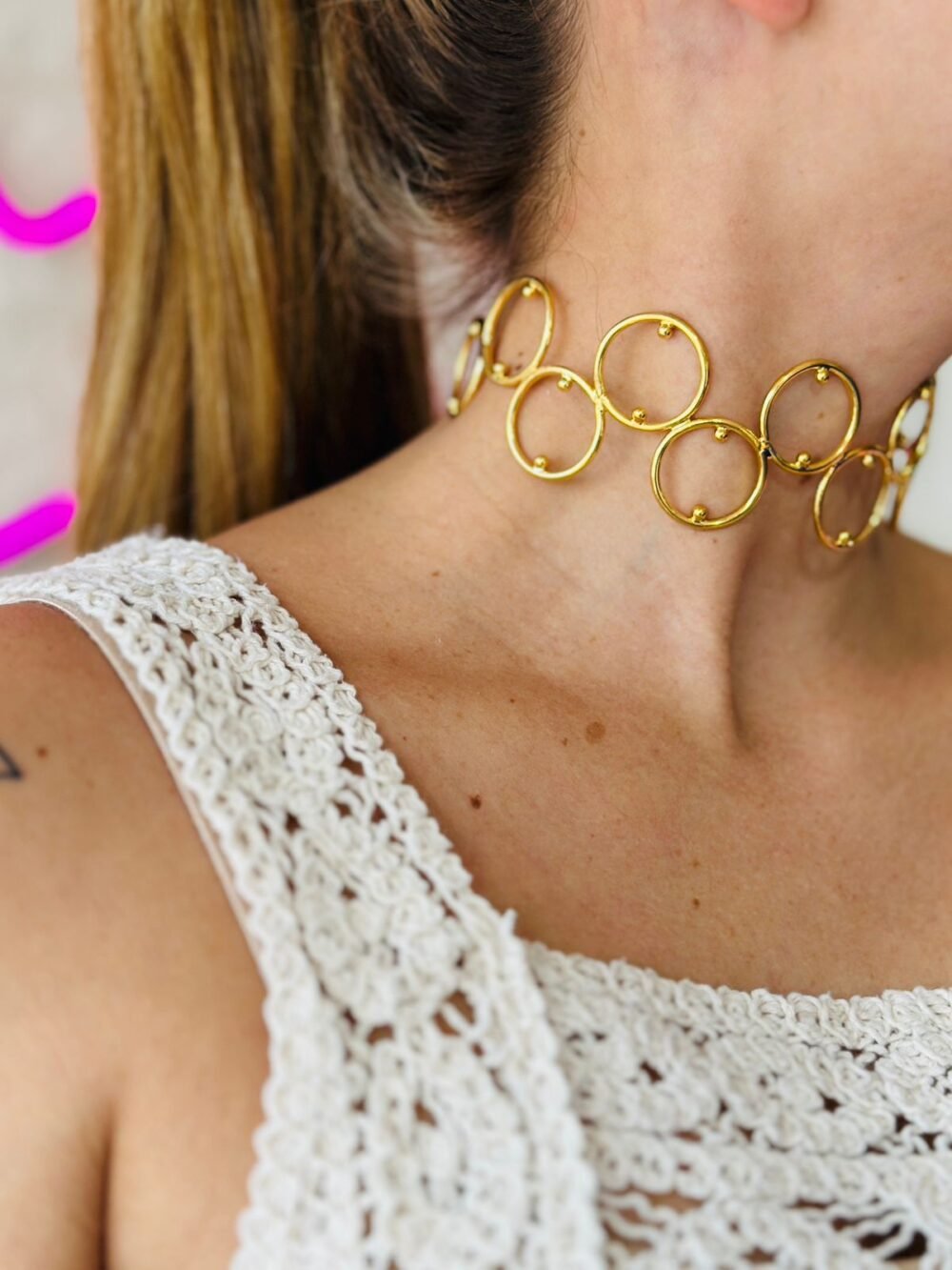 CHOKER JOYERIA AROS BAÑO 24K
