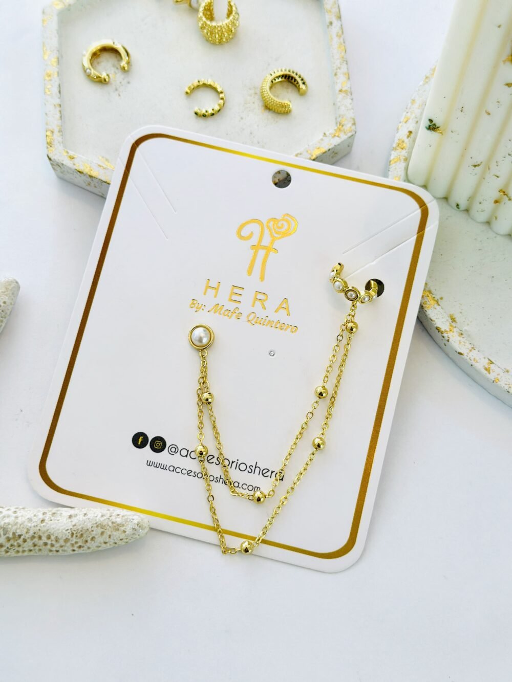 OREJERA DE CADENA PEARLS - Imagen 2